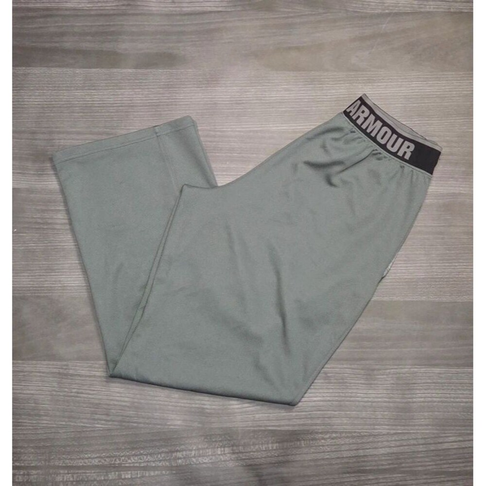 Under Armour UA Track Polyester Pants Large Sweatpants Loose Fit Gray Drawstring